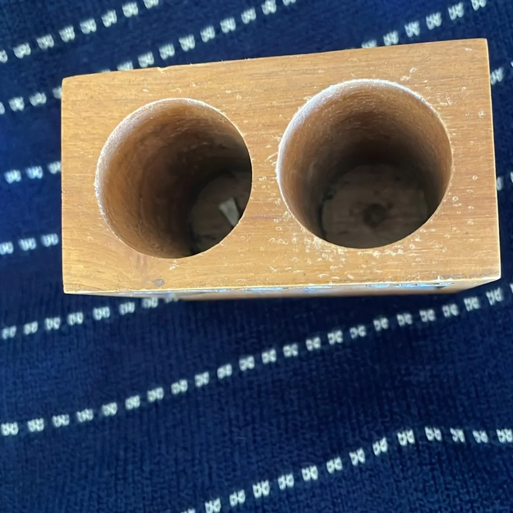 Wood carved Pencil Holder with Ship Motif